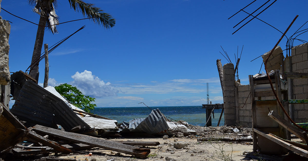 Destroyed house on the coast